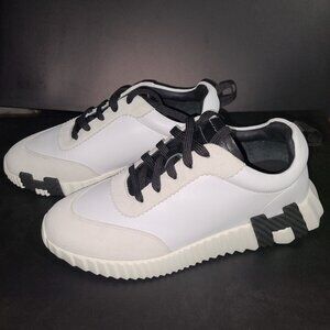 HERMES 37 Bouncing Sneaker in Black White Leather